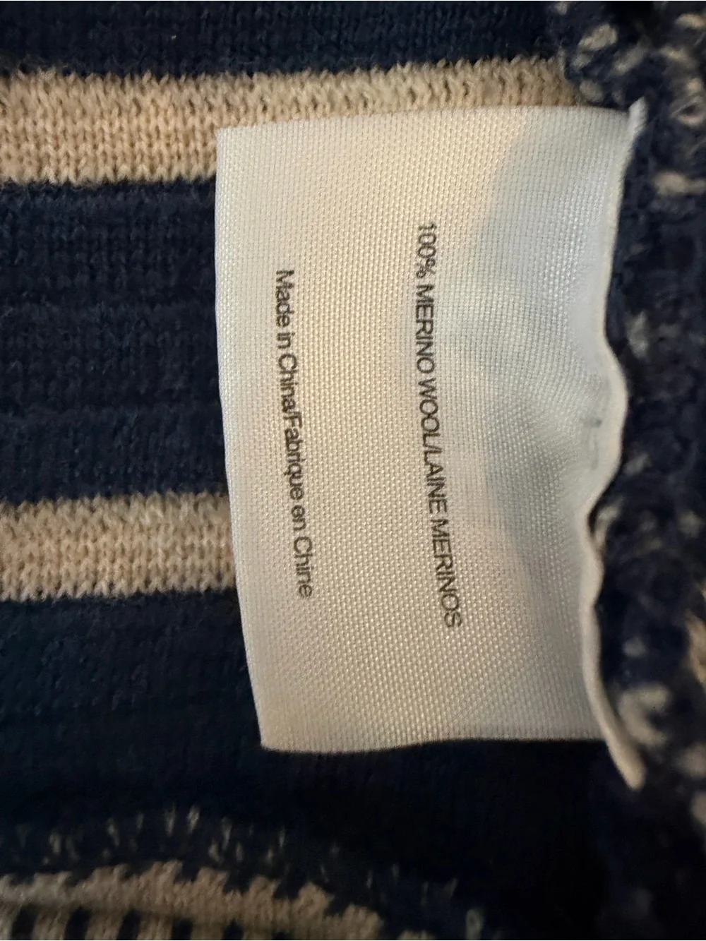 Tory Burch Navy and Cream Merino Wool Striped Knit Double-Breasted Jacket